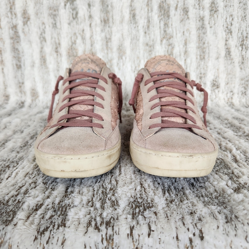 P448 "John" Snakeskin Pink Python Low Top Sneaker, Women's Size 8.5 - 9 - Picture 4 of 12